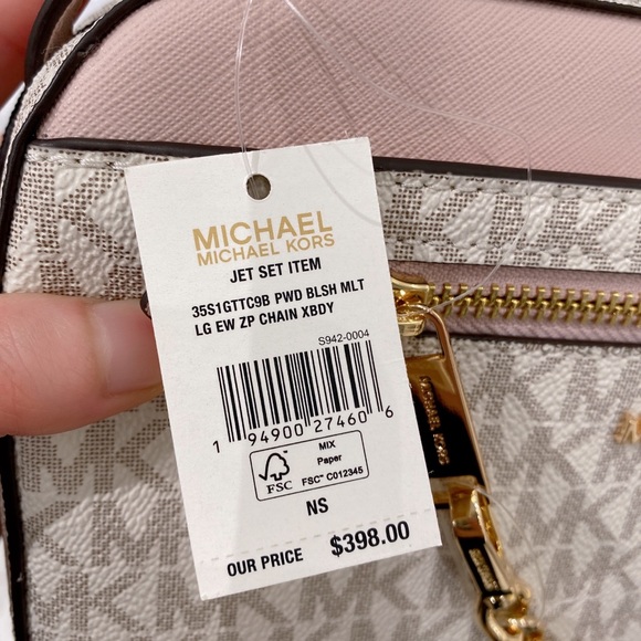 Michael Kors Jet Set Zip Chain Crossbody in vanilla/pink - Picture 5 of 8